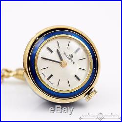 Antique Vintage Art Deco 18k gold Enamel Bucherer Watch Pendant Necklace