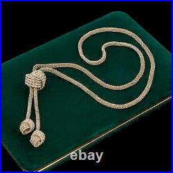 Antique Vintage Art Deco 925 Sterling Silver Gold Wash Mesh Chain Necklace 21g