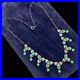 Antique Vintage Art Deco 925 Sterling Silver Green Chalcedony Bib Necklace 10.9g