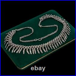 Antique Vintage Art Deco 925 Sterling Silver HEAVY Hammered Chain Necklace 73.2g
