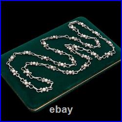 Antique Vintage Art Deco 925 Sterling Silver LONG 37 Fancy Chain Necklace 39.6g