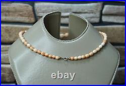 Antique Vintage Art Deco Carved Conch Shell Beads Graduated Necklace Cream 18'