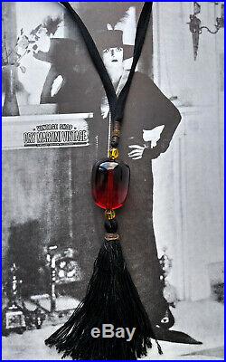 Antique Vintage Art Deco Cherry Amber Bakelite Bead Tassel Necklace Rare Tested