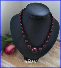 Antique Vintage Art Deco Cherry Amber Bakelite Beads Necklace Simichrome Tested