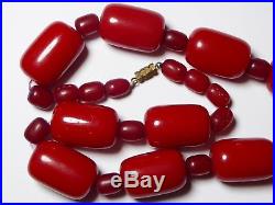 Antique Vintage Art Deco Cherry Amber Bakelite Necklace 163 grams