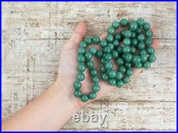 Antique Vintage Art Deco Chinese Carved Jadeite Jade Beaded Bead Necklace 168.3g