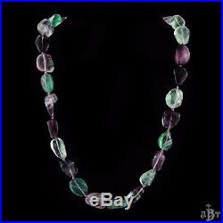 Antique Vintage Art Deco Chinese Fluorite Purple Green Huge Bead Opera Necklace