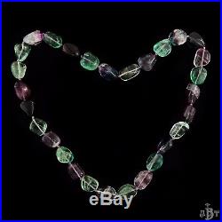 Antique Vintage Art Deco Chinese Fluorite Purple Green Huge Bead Opera Necklace