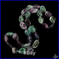 Antique Vintage Art Deco Chinese Fluorite Purple Green Huge Bead Opera Necklace