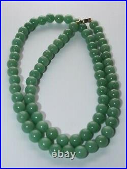 Antique Vintage Art Deco Chinese Green Jadeite Jade Beaded Bead Necklace 99g