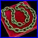 Antique Vintage Art Deco Gold Filled GF Green Cable Chain Link 31.0 L Necklace