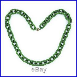 Antique Vintage Art Deco Gold Filled GF Green Cable Chain Link 31.0 L Necklace