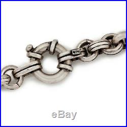 Antique Vintage Art Deco Mid Century Sterling Silver HUGE Biker Chain Necklace