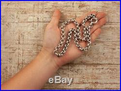 Antique Vintage Art Deco Mid Century Sterling Silver HUGE Biker Chain Necklace