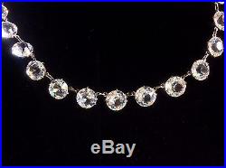 Antique Vintage Art Deco Open Back Clear Rock Crystal Choker Necklace