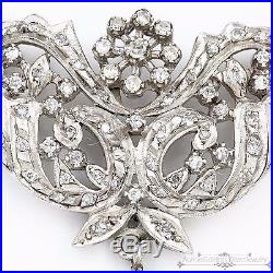 Antique Vintage Art Deco Platinum 1.24 Ct Diamond Sapphire Lavaliere Necklace