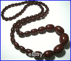 Antique Vintage Art Deco Red Cherry Amber Bakelite Graduated Bead Long Necklace