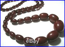 Antique Vintage Art Deco Red Cherry Amber Bakelite Graduated Bead Long Necklace