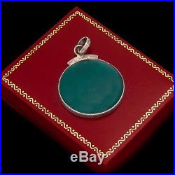 Antique Vintage Art Deco Sterling Silver 55.0 Cts Green Onyx Necklace Pendant