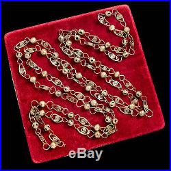 Antique Vintage Art Deco Sterling Silver Plated Ethnic Tribal Filigree Necklace
