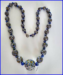 Antique Vintage Art Deco Venetian Millefiori Moretti Trade Beads Necklace Gift