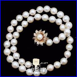 Antique Vintage C. 1920 Art Deco 14k Gold 8 mm South Sea Pearl Flower Necklace