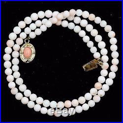 Antique Vintage C 1940 Art Deco Gold Gilt Chinese Angelskin Coral Bead Necklace