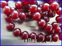 Antique Vintage Cherry Amber Bakelite Round Beads Bead Faturan Necklace Art Deco