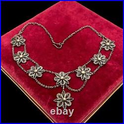 Antique Vintage Deco 925 Sterling Silver Filigree Collar Estate Necklace 20.1g