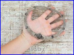 Antique Vintage Deco Sterling Silver Chinese Tibetan Knot Chain Necklace 39.4g