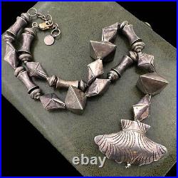 Antique Vintage Deco Style Sterling Silver Moroccan Berber Bead Necklace 114.7g