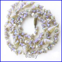 Antique Vintage Old Art Deco Iridescent Shell Tasmanian Maireener Necklace Beads