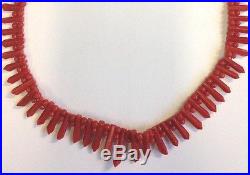 Antique Vintage Undyed Art Deco 1920 Oxblood Red Mediterannean Coral Necklace