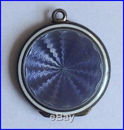 Antique Vintage Victorian Art Deco Guilloche Enamel Gilt Necklace Locket Purple