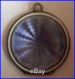 Antique Vintage Victorian Art Deco Guilloche Enamel Gilt Necklace Locket Purple