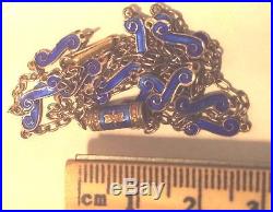 Antique Vintage Victorian Art Deco Guilloche Enamel Sterling Silver 925 Necklace