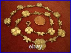 Antique Vtg Floral Citrine Yellow Art Deco Vauxhall Mirrored Glass Necklace
