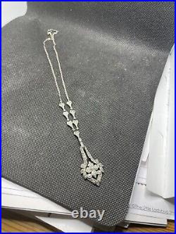 Antique art deco french paste rhinestone drop lariat y necklace