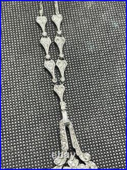 Antique art deco french paste rhinestone drop lariat y necklace