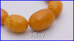 Antique butterscotch EGG YOLK baltic AMBER necklace ART DECO olive beads 59 g