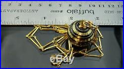 Antique gold filled Art deco Enamel watch Necklace pendant&long links chain/29