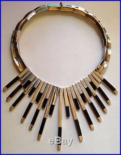 Antonio Pineda Art Deco Mexican Silver & Onyx Necklace