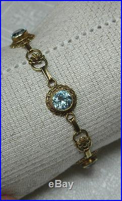Aquamarine Pearl Necklace Art Deco Antique Wedding Jewelry 14K Gold Lavaliere
