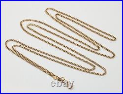 Art Deco 14K Flat Curb Link Longuard Chain, 54 Long Necklace