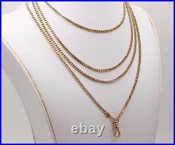 Art Deco 14K Flat Curb Link Longuard Chain, 54 Long Necklace