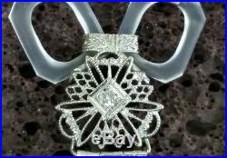 Art Deco 14K Gold Rock Crystal Diamond Necklace/14k Gold Rock Crystal Pendant