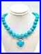 Art Deco 14K White Gold Over Turquoise & Diamond Necklace 19 inches Cccasion
