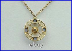 Art Deco 14K Yellow Gold Enamel Necklace with Montana Sapphires & Diamonds (18)