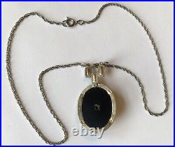 Art Deco 14k Gf Camphor And Black Onyx Pendant Necklace