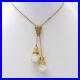 Art Deco 14k Gold Horace Welch Floating Opal Dangle Pendant Lavalier Necklace